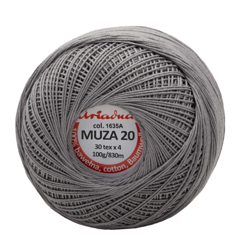 Kordonek Muza 20 / 100 g / 1635A stalowy