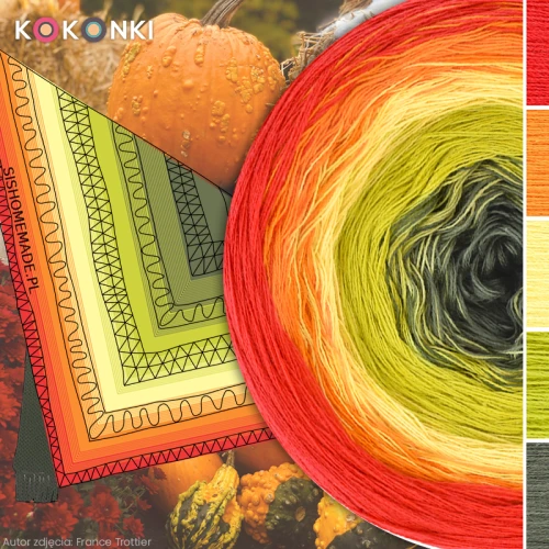KOKONEK Classic B271 Kotek i motek 10C wersja 2 - Ognista czerwień/pomarańcz/żółty/limetka/khaki