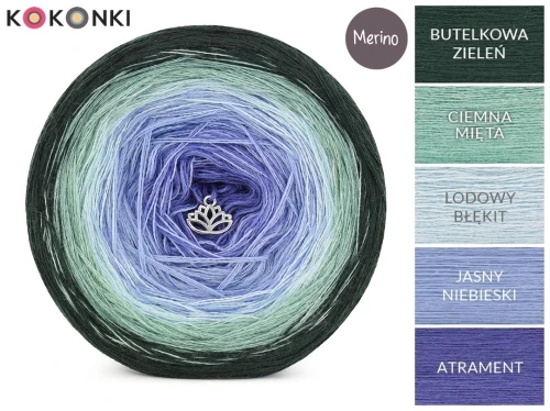 KOKONEK Merino 816 Mszana - Butelkowa zieleń/ciemna mięta/lodowy błękit/jasny niebieski/atrament