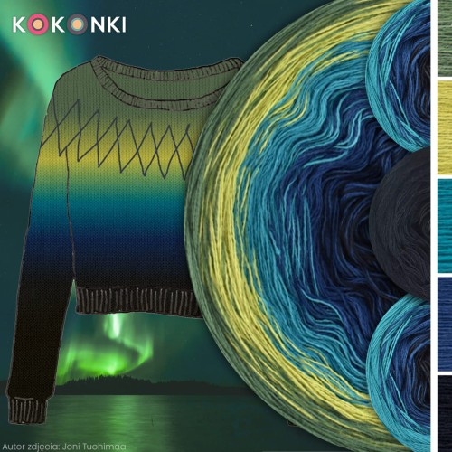 Zestaw na sweter Charlotte od Kotek i motek 07N / Kokonki Nature / Jodła/awokado/morski/granat/czerń
