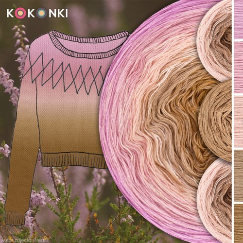 Zestaw na sweter Charlotte od Kotek i motek 11N / Kokonki Nature / Wrzos/malinowy róż/łososiowy/ciemny beż/masło orzechowe