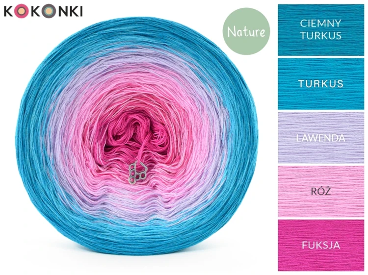 KOKONEK Nature NT055 Kotek i motek 04N - Ciemny turkus/turkus/lawenda/róż/fuksja