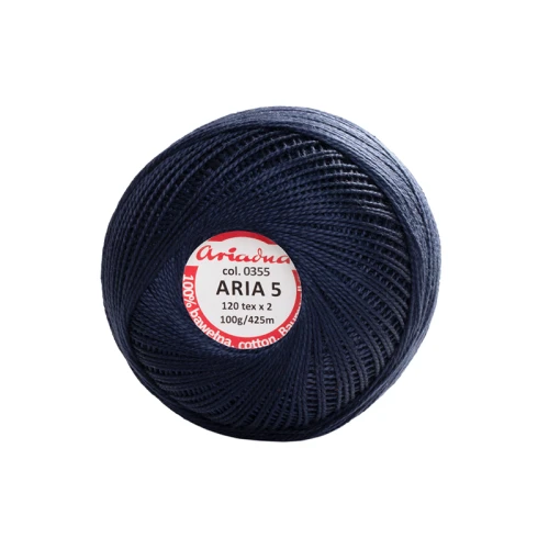 Kordonek Aria 5 / 100 g / 0355 głęboki granat