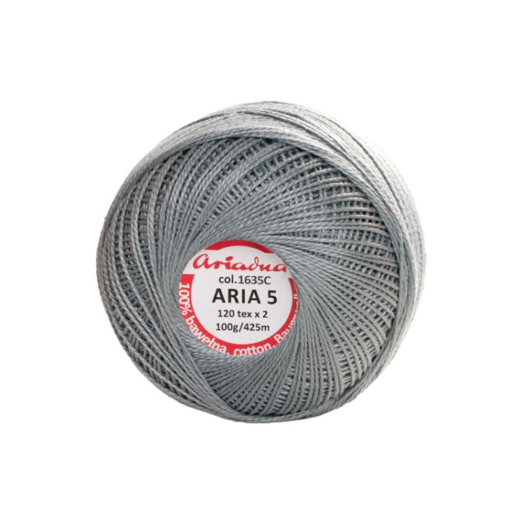 Kordonek Aria 5 / 100 g / 1635C średni szary