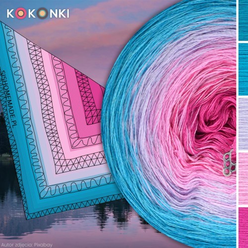 KOKONEK Nature NT055 Kotek i motek 04N - Ciemny turkus/turkus/lawenda/róż/fuksja