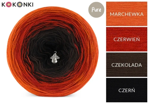 KOKONEK_Pure P190 - Marchewka/czerwień/czekolada/czerń, 3 nitki, 1200 m, 240 g - GOTOWY