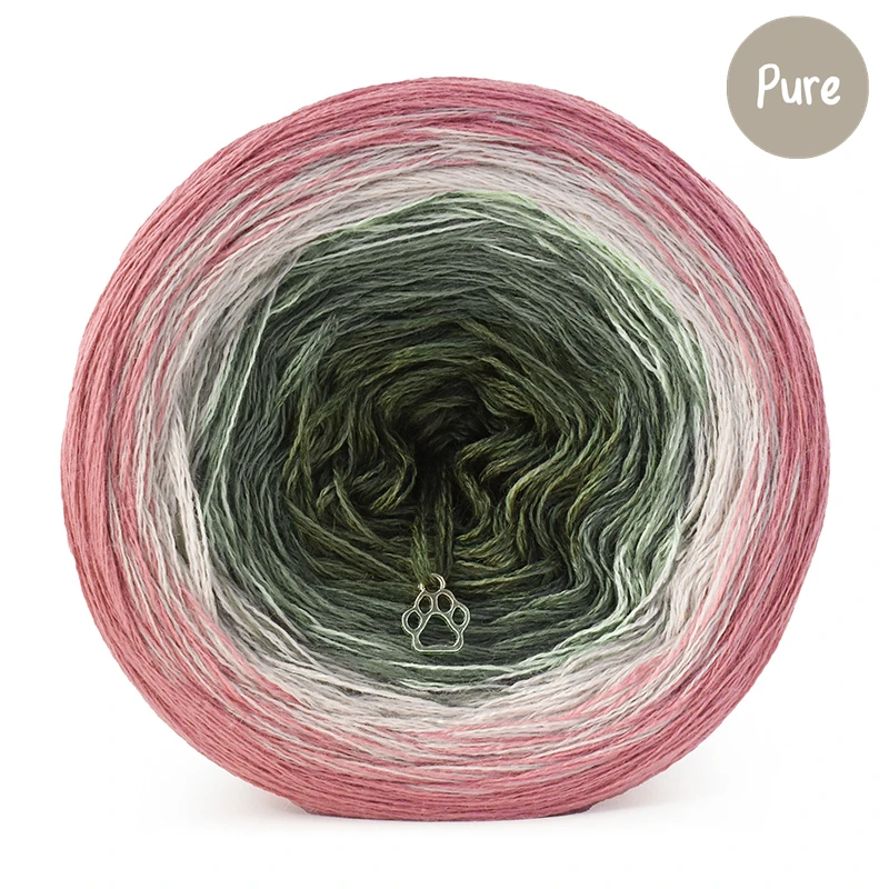 KOKONEK_Pure P171 - Malwa/chłodny beż/eukaliptus/khaki, 3 nitki, 1200 m, 240 g - GOTOWY