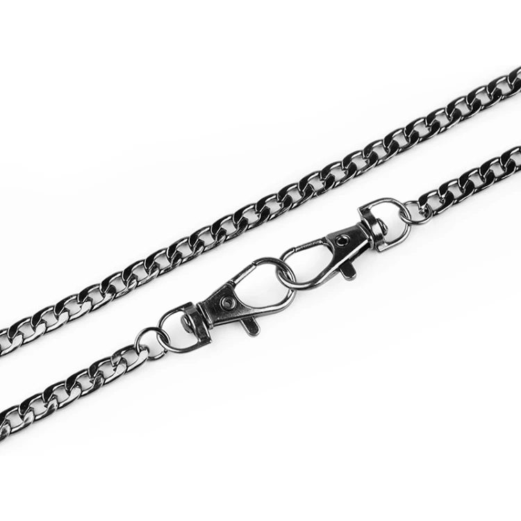 Łańcuszek płaski do torebki z karabińczykiem / 120 cm / czarny nikiel / 1 szt. / 780907