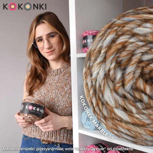 Włóczka KOKONKI Marble 10 / miedź i patyna / ~90 m
