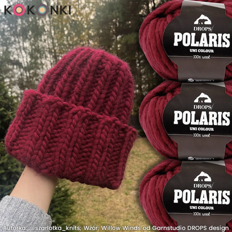 Autorka: @szarlotka_knits; Wzór: "Willow Winds" od Garnstudio DROPS design; 2 motki druty 9 mm