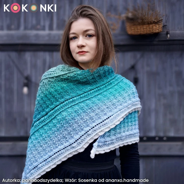 KOKONEK Merino 818 White bear - Krem/lodowy błękit/patyna/morski/ciemna mięta