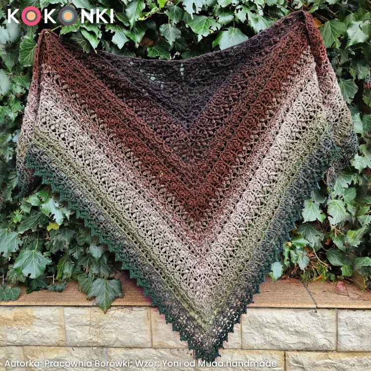 KOKONEK Merino 820 Sugar and spice - Butelkowa zieleń/khaki/orzech melanż/brąz/czekolada