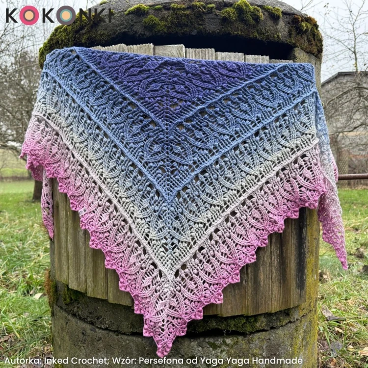 KOKONEK Merino 821 Icy pink Christmas - Chłodny róż/jasny róż/jasny szary melanż/jasny niebieski/atrament