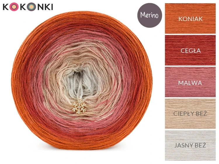 KOKONEK Merino 822 Santa, I'm waiting - Koniak/cegła/malwa/ciepły beż/jasny beż