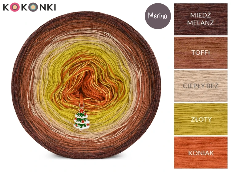 KOKONEK Merino 826 Pinch of cinnamon - Miedź melanż/toffi/ciepły beż/złoty/koniak