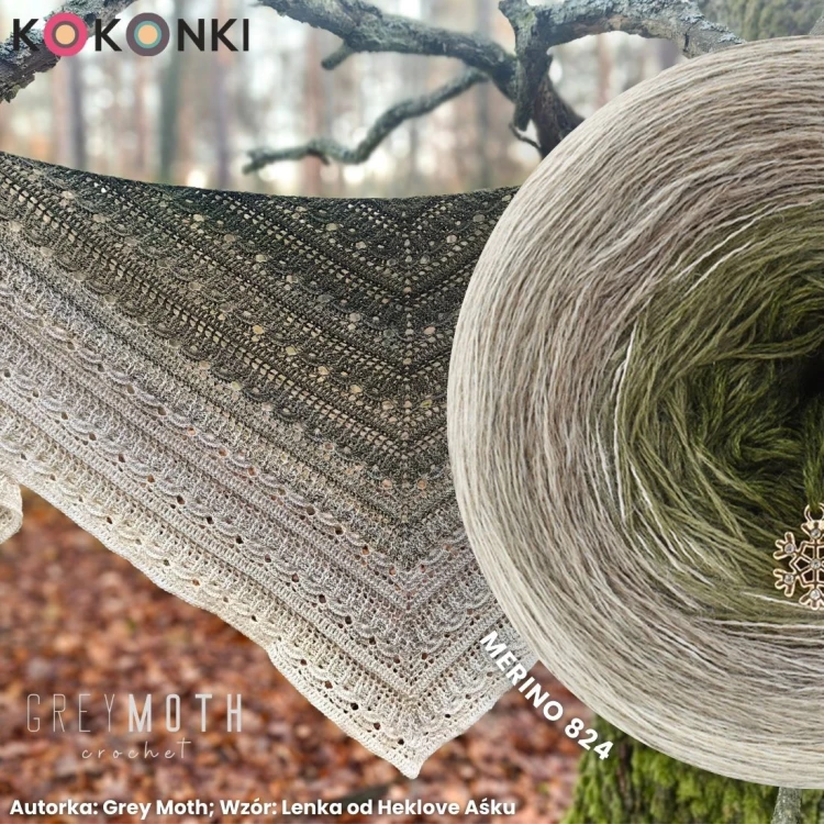 KOKONEK Merino 824 - Lniany/safari/orzech melanż/khaki/khaki melanż