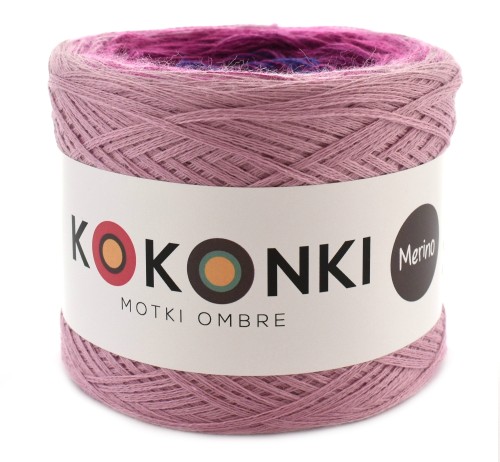 KOKONEK Merino 490 - Brudny róż/piwonia/jeżyna/fiolet