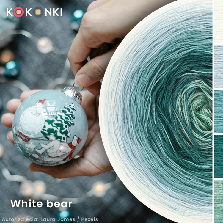 KOKONEK Merino 818 White bear - Krem/lodowy błękit/patyna/morski/ciemna mięta