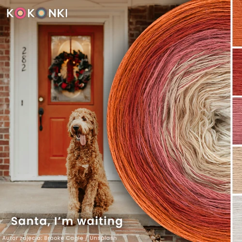KOKONEK Merino 822 Santa, I'm waiting - Koniak/cegła/malwa/ciepły beż/jasny beż