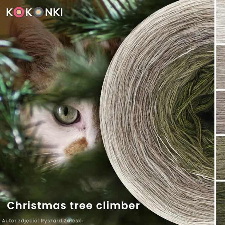 KOKONEK Merino 824 Christmas tree climber - Lniany/safari/orzech melanż/khaki/khaki melanż