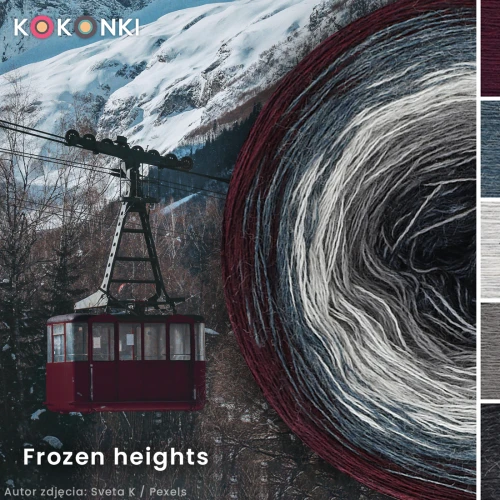 KOKONEK Merino 828 Frozen heights - Wino melanż/patyna melanż/jasny szary melanż/średni szary/ciemny szary melanż