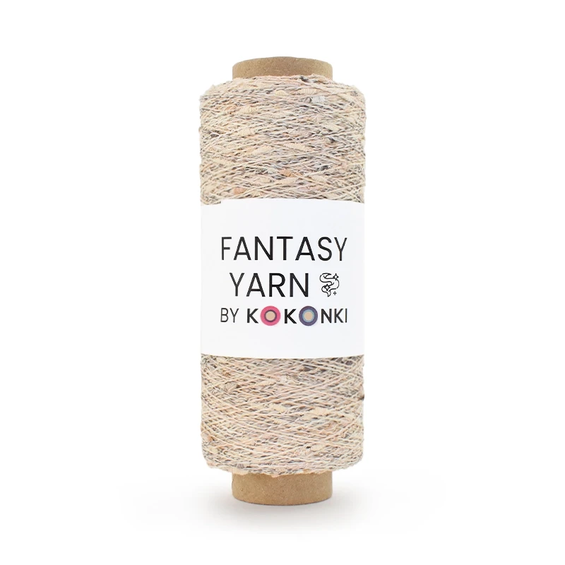Nić / Włóczka fantazyjna FANTASY YARN by KOKONKI / tweed / beż / szpulka ~ 400 m