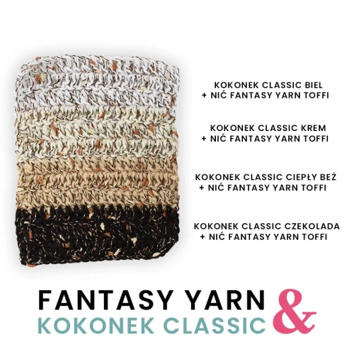 Nić / Włóczka fantazyjna FANTASY YARN by KOKONKI / tweed / toffi / szpulka ~ 400 m
