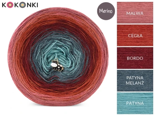 KOKONEK Merino 831 TSJ Sorpresa - Malwa/cegła/bordo/patyna melanż/patyna