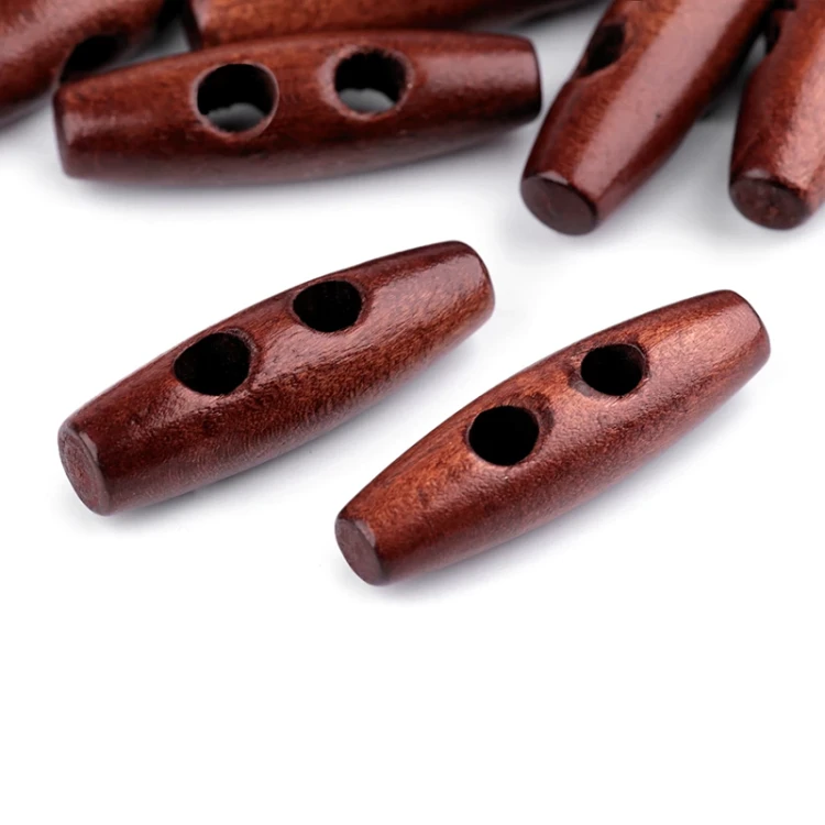 Guzik drewniany / 12x40 mm / burgund lakierowany / kołek / 10 szt.