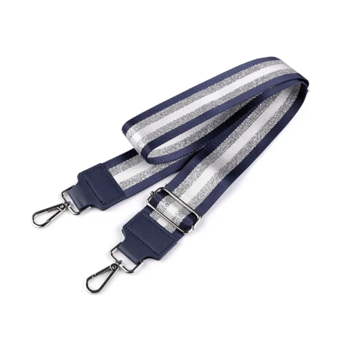 Uchwyt / pasek  tekstylny regulowany do torby z karabińczykami 97-141 cm / granat - srebro / 1 szt / 900611