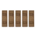 Zestaw metek skóra naturalna premium "HAND MADE" / chłodny brąz / 60 x 20 mm / 5 szt.