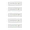 Zestaw metek nubuk premium "Made with ♥" / biel / 15 x 50 mm / 5 szt.