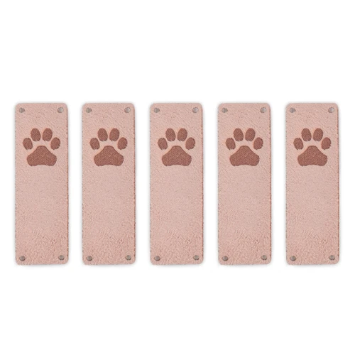 Zestaw metek nubuk premium "Łapka" / róż / 60 x 20 mm / 5 szt.