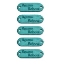 Zestaw metek nubuk premium "Ręczna robota" / turkus / 15 x 40 mm / 5 szt.