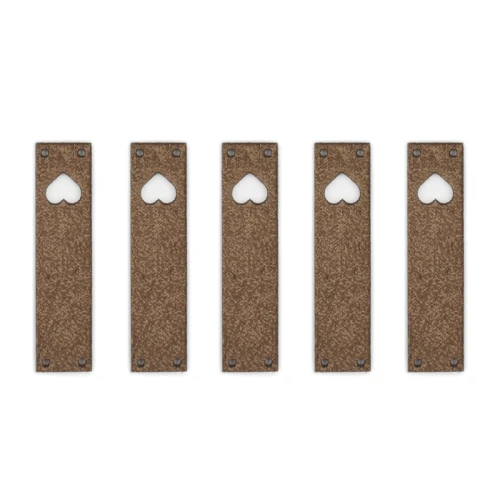 Zestaw metek skóra naturalna premium "Serce" / chłodny brąz / 60 x 15 mm / 5 szt.