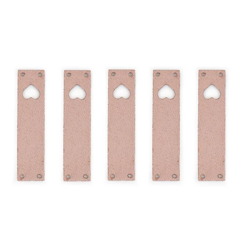 Zestaw metek nubuk premium "Serce" / róż / 60 x 15 mm / 5 szt.