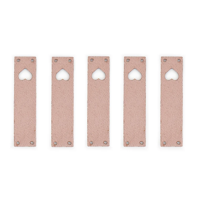 Zestaw metek nubuk premium "Serce" / róż / 60 x 15 mm / 5 szt.