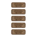 Zestaw metek skóra naturalna premium "Zrobione ręcznie" / chłodny brąz / 30 x 11 mm / 5 szt.
