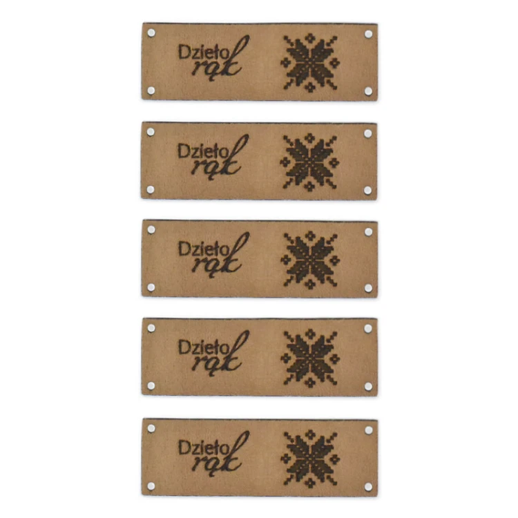 Zestaw metek altara premium "Dzieło rąk" / haft / mleczna czekolada / 20 x 60 mm / 5 szt.