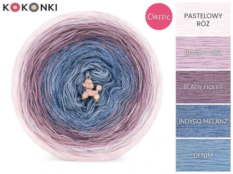 KOKONEK Classic A709 Jagodowe Love - Pastelowy róż/brudny róż/blady fiolet/indygo melanż/denim