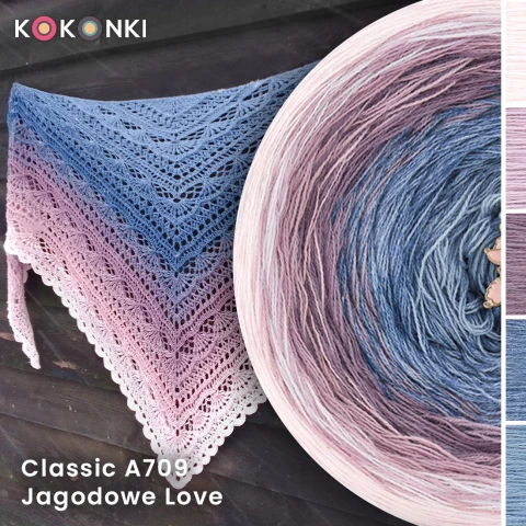 KOKONEK Classic A709 Jagodowe Love - Pastelowy róż/brudny róż/blady fiolet/indygo melanż/denim