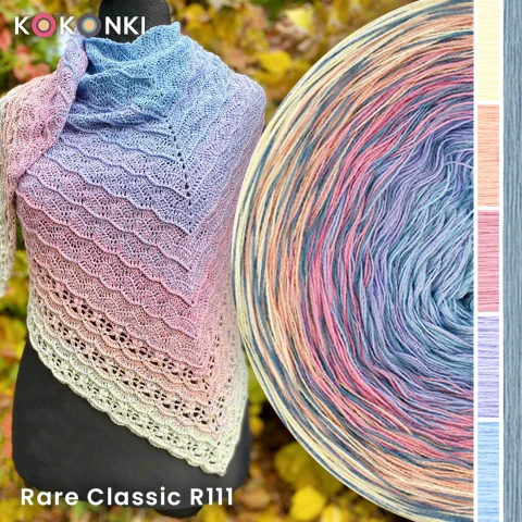 KOKONEK Rare Classic R111 - Wanilia/brzoskwinia/malinowy róż/fiołek/błękit + 1 nitka denim
