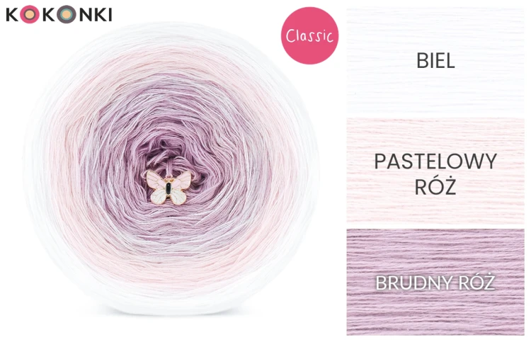 KOKONEK Classic A027 Biel/pastelowy róż/brudny róż