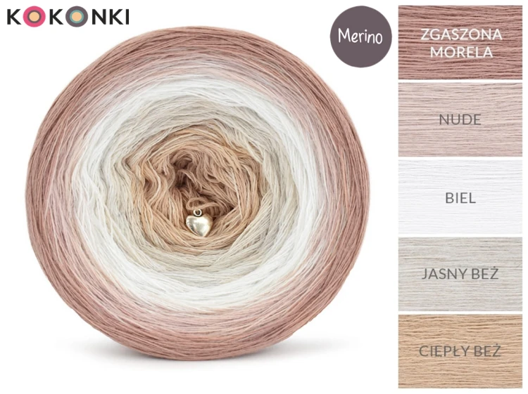 KOKONEK Merino 691 Cold outside - Zgaszona morela/nude/biel/jasny beż/ciepły beż