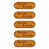Zestaw metek nubuk premium "Ręczna robota" / rudy / 15 x 40 mm / 5 szt.