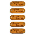 Zestaw metek nubuk premium "Ręczna robota" / rudy / 15 x 40 mm / 5 szt.