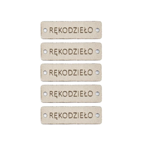 Zestaw metek altara premium "RĘKODZIEŁO" / beż / 12 x 40 mm / 5 szt.