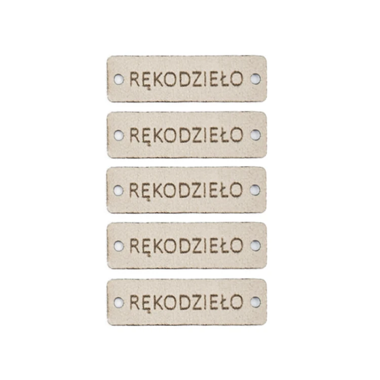 Zestaw metek altara premium "RĘKODZIEŁO" / beż / 12 x 40 mm / 5 szt.