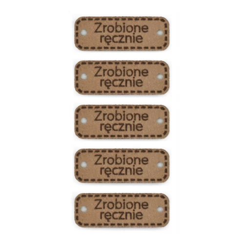 Zestaw metek altara premium "Zrobione ręcznie" / mleczna czekolada / 30 x 11 mm / 5 szt.
