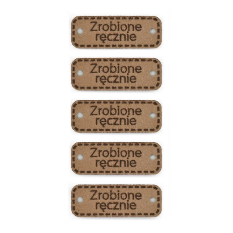 Zestaw metek altara premium "Zrobione ręcznie" / mleczna czekolada / 30 x 11 mm / 5 szt.